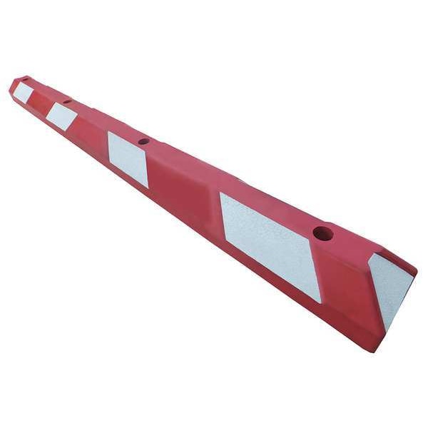 Zoro Select Parking Curb, Rubber, 4 in Height, 6 ft Length, Red/White - 29NH33