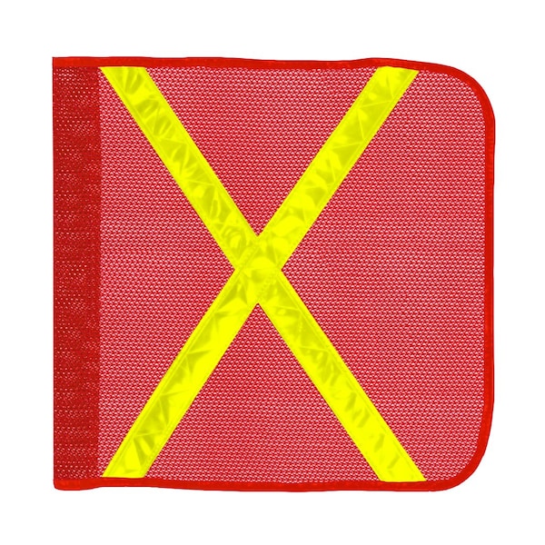 Safetywhips Warning Whip Flag, Orange Mesh, Yellow Reflective X, 16 Length - FLAG16-R-XY