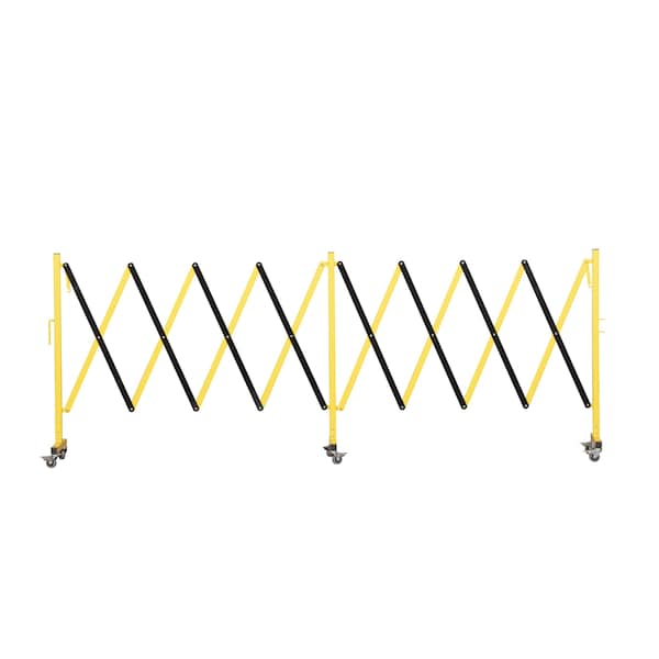 Montour Line Expandable Metal Barricade, Yellow and Black, 16 ft Length - EB-FS-YB-160