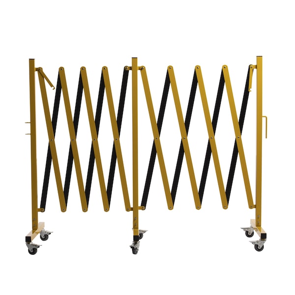 Montour Line Expandable Metal Barricade, Yellow and Black, 16 ft Length - EB-FS-YB-160
