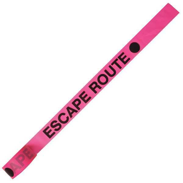 Zoro Select Flagging Tape, Escape Route, Fluorescent Pink, 1 1/2 in Wide x 150 ft Length, Vinyl, 2.5 mil - CUPGBK89-200