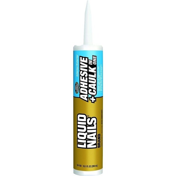 Liquid Nails Adhesive Caulk, Bright White, 40 to 100 deg F, 10.1 oz Cartridge - LN-150