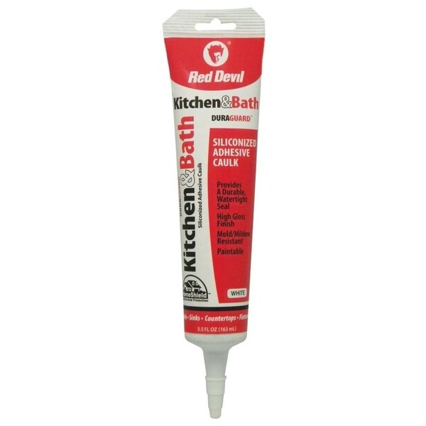 Red Devil DuraGuard 0 Acrylic Caulk, White, 20 to 180 deg F, 55 oz Squeeze Tube - 405