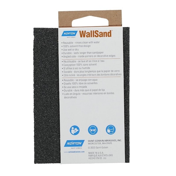 Norton Co WallSand 0 Sanding Sponge, 478 in L, 278 in W, Medium - 2285