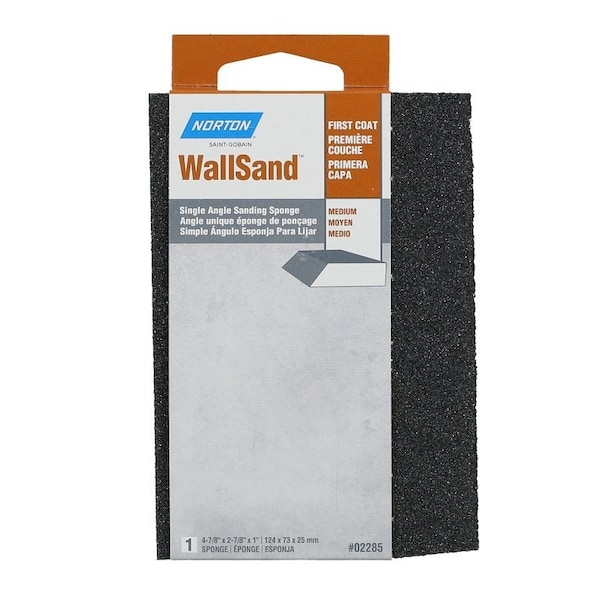 Norton Co WallSand 0 Sanding Sponge, 478 in L, 278 in W, Medium - 2285