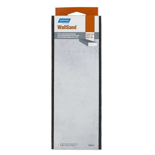 Norton Co WallSand 00 Sanding Sponge, 9 in L, 3516 in W, 80, 120 Grit, Fine, Medium, Aluminum Oxide Abrasive - 944