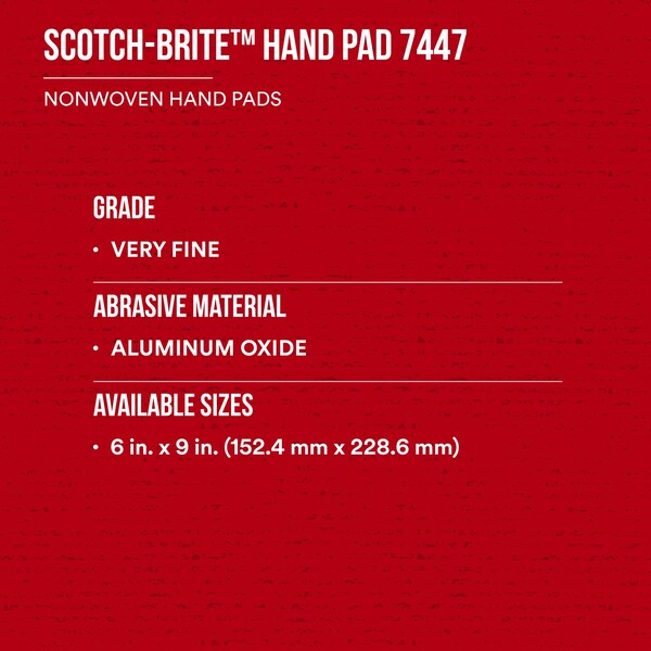 Scotch-Brite General Purpose Hand Pad Unbranded 7447, 3 in x 6 in VFN, 1700PK - HP-HP 7447