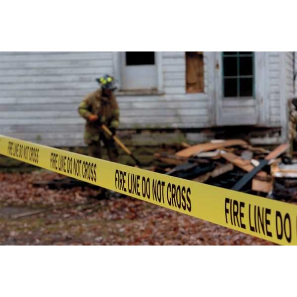 Zoro Select Barricade Tape, Fire Line Do Not Cross, Yellow, 3 in Wide x 1,000 ft Length, Polyethylene, 4 mil - B3104Y15-200