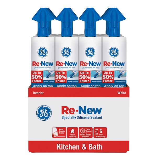 Ge GE Re-New White Silicone Kitchen and Bath Caulk Sealant 9.5 oz - 2776762