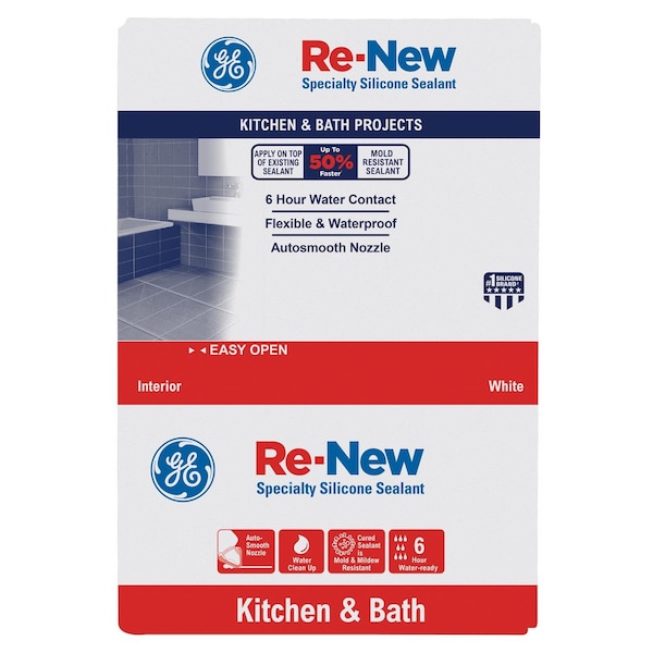 Ge GE Re-New White Silicone Kitchen and Bath Caulk Sealant 9.5 oz - 2776762