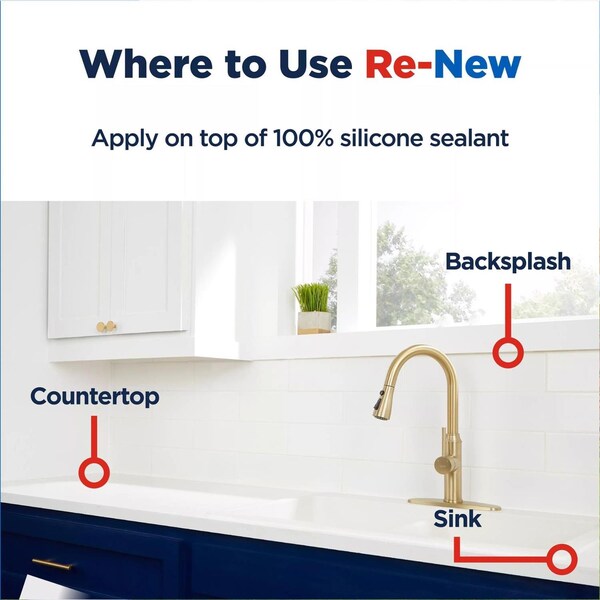 Ge GE Re-New White Silicone Kitchen and Bath Caulk Sealant 9.5 oz - 2776762