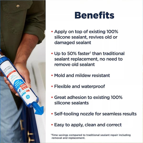 Ge GE Re-New White Silicone Kitchen and Bath Caulk Sealant 9.5 oz - 2776762