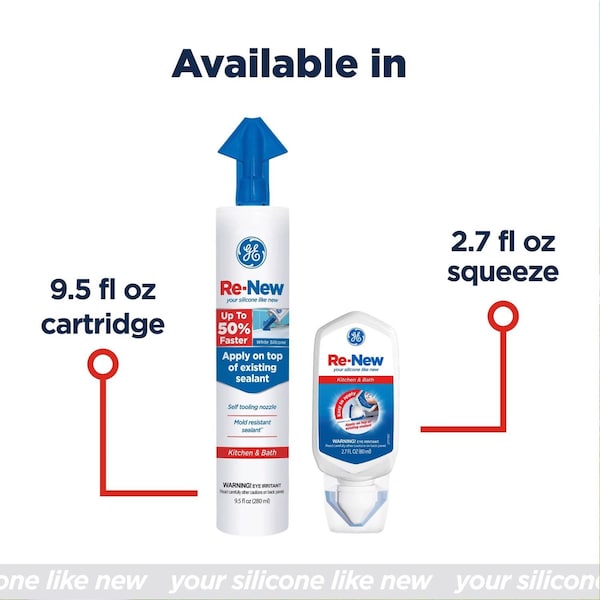 Ge GE Re-New White Silicone Kitchen and Bath Caulk Sealant 9.5 oz - 2776762
