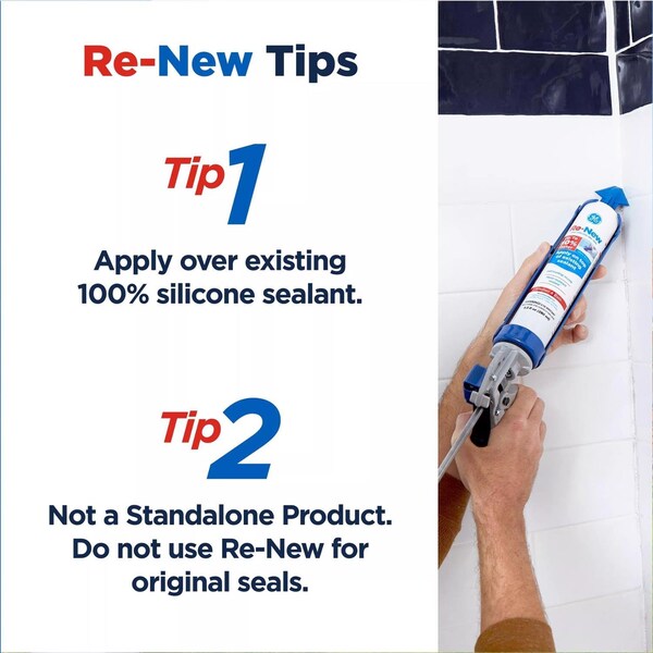 Ge GE Re-New White Silicone Kitchen and Bath Caulk Sealant 9.5 oz - 2776762