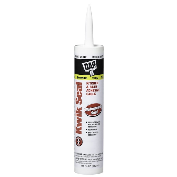 Kwik Seal DAP Kwik Seal White Acrylic Latex Kitchen and Bath Adhesive Caulk 10.1 oz - 18032