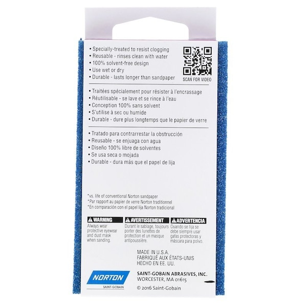 Norton Co ProSand Sanding Sponge, 412 in L, 21116 in W, 60 Grit, Coarse, Aluminum Oxide Abrasive - 82071