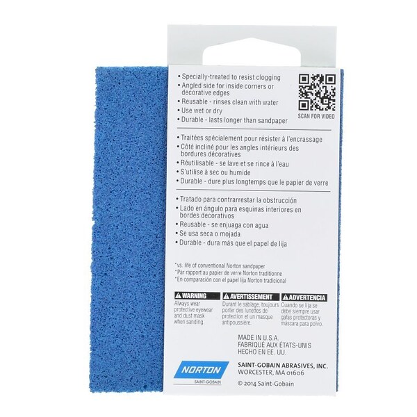 Norton Co ProSand Sanding Sponge, 412 in L, 312 in W, 120 Grit, Medium, Aluminum Oxide Abrasive - 82067
