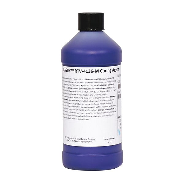 Dow Base and Curing Agent, 14 oz, Bottle, Blue Green, Silicone Base, RTV-4136-M - 4107122