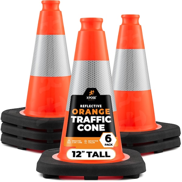 Xpose Safety Traffic Safety Cone, PVC, 12 in Height, 9 in Length, Orange - OTC12-4-6-X-S