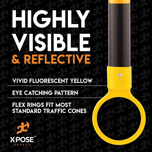 Xpose Safety Retractable Barrier for Traffic Cones Black/Yellow 53in to 84in - CBY53/84-1-X