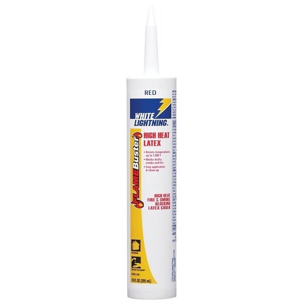 White Lightning Adhesive Caulk, Red, 40 to 120 deg F, 10 oz, Cartridge - W44017010