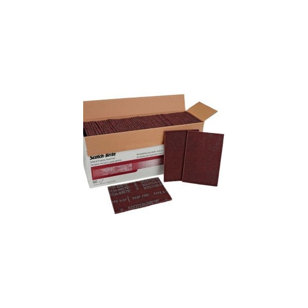 3M Scotch-Brite General Purpose Hand Pad 7447B 6 x 9 Aluminum Oxide VFN Grit-60 Pads - 7100112579