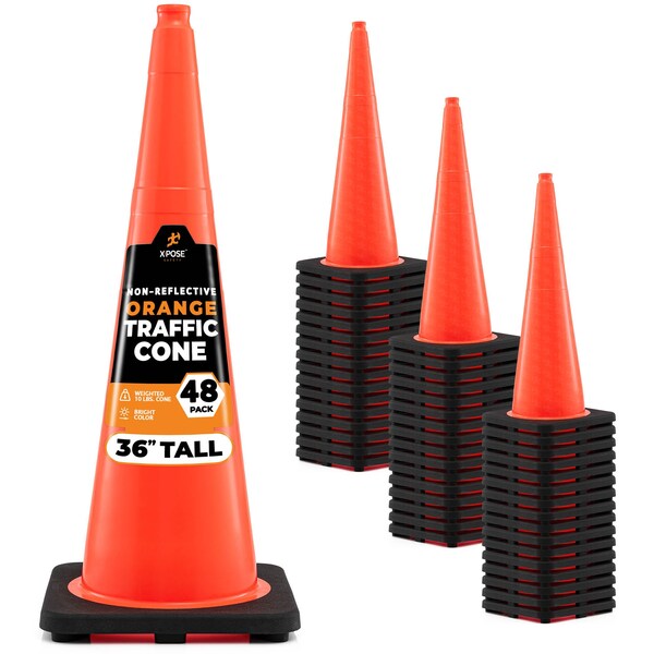 Xpose Safety Traffic Safety Cone, PVC, 36 in Height, 15 in Length, Orange - OTC36-48-X