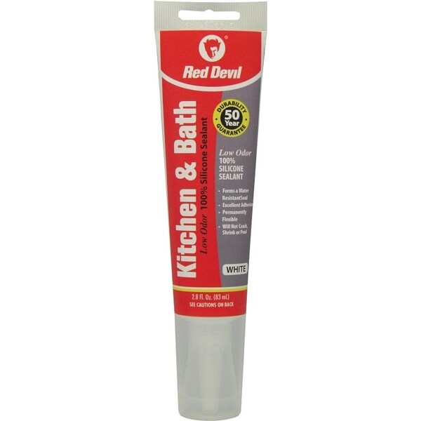 Red Devil 0 Silicone Sealant, White, 24 hr Curing, 60 to 400 deg F, 28 oz Tube - 883