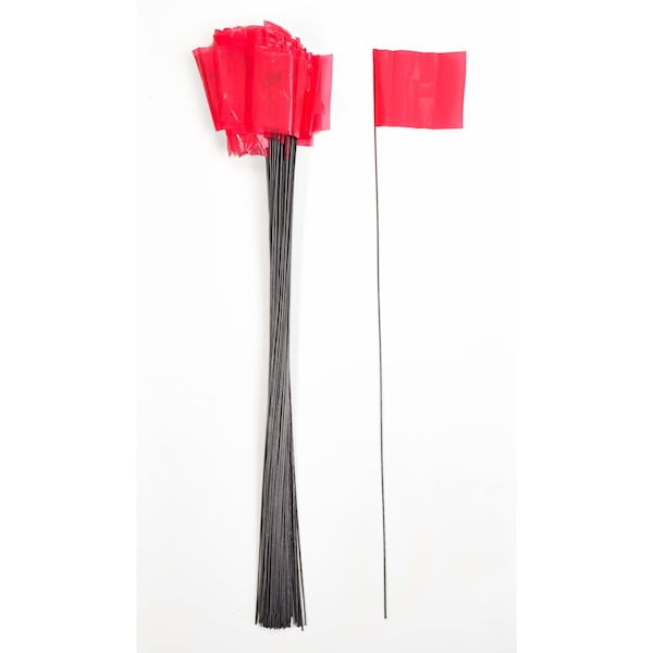 Mutual Industries 4" X 5" X 30" Wire Red Flags, 1000C - 15901-79-4