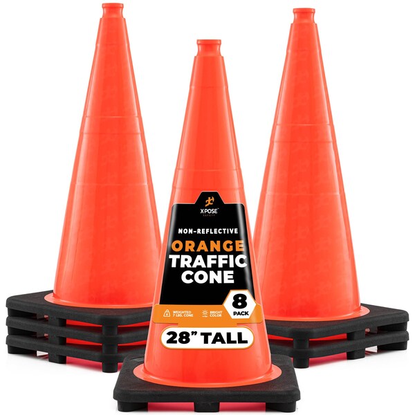 Xpose Safety Traffic Cone, PVC, 28" Height, Orange - OTC28-8-X