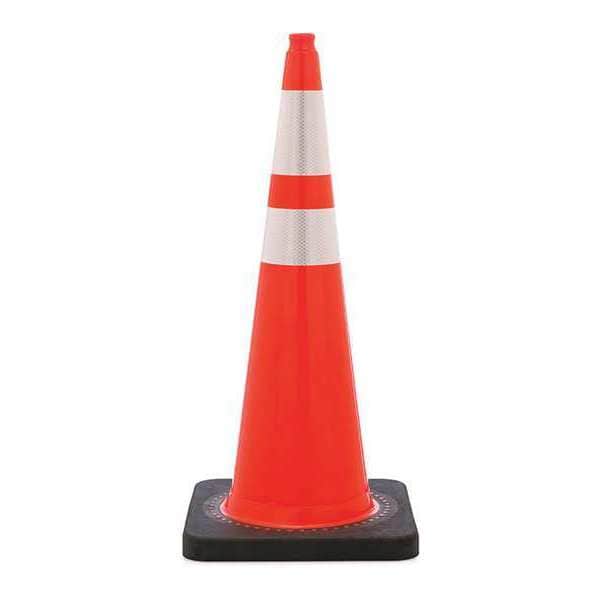 Zoro Select Traffic Cone, PVC, High-Intensity Prismatic, 36 in Height, 15 lb, Orange - RS90070CT3M64