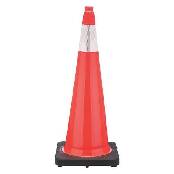 Zoro Select Traffic Cone, PVC, High-Intensity Prismatic, 36 in Height, 12 lb, Orange - RS90055CT3M6