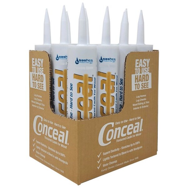 Conceal 10.5 Oz Sashco Harvest Wheat Water-Based Textured Caulk, 12PK - 46040