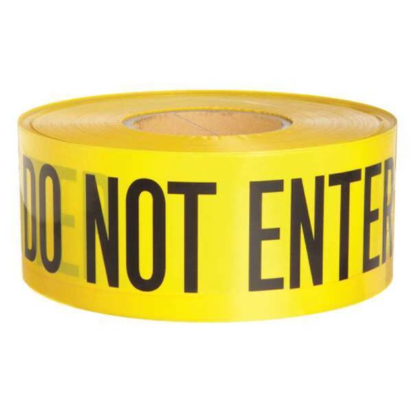 Brady Barricade Tape, Caution Do Not Enter, Yellow, 3 in Wide x 1,000 ft Length, Polyethylene, 3 mil - 91451