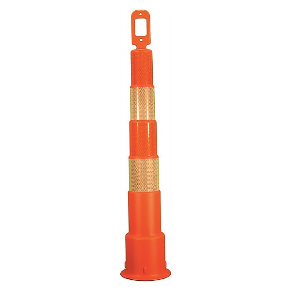 Zoro Select Trim Line Channelizer, HDPE, High-Intensity Prismatic, 49 in Height, 8" Length, 4 lb, Orange - 03-750-6HI