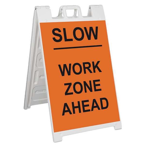 Zoro Select Barricade Sign, Plastic, Engineer, 45 in Height, 3 in Length, 18 lb, White - 130-WLGQ3626-OBEG