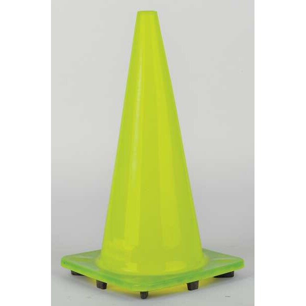 Zoro Select Traffic Cone, PVC, Non-Reflective, 28 in Height, 7 lb, Lime - 6FHA4