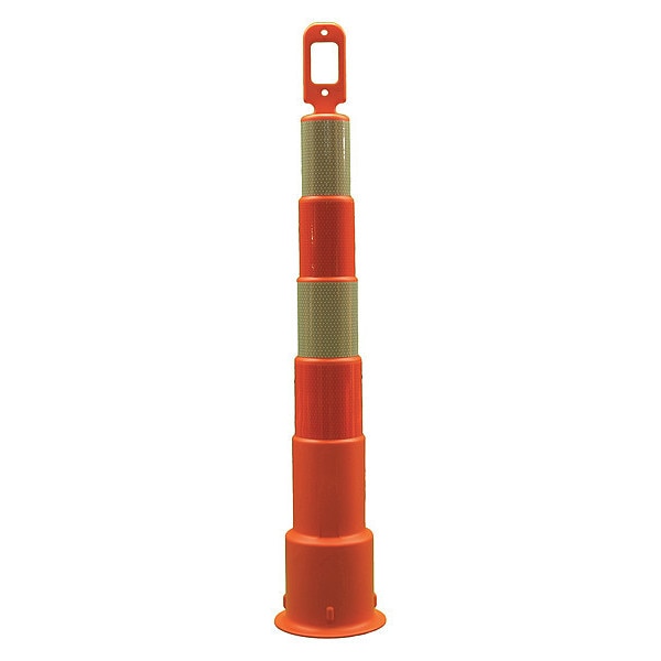 Zoro Select Trim Line Channelizer, HDPE, Diamond, 49 in Height, 8 Length, 4 lb, Orange - 03-750-6FP