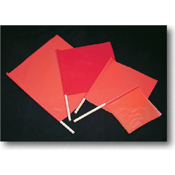 Mutual Industries Reinforced 3In Staff Vinyl Safety Flags, 10C - 14994-24-18