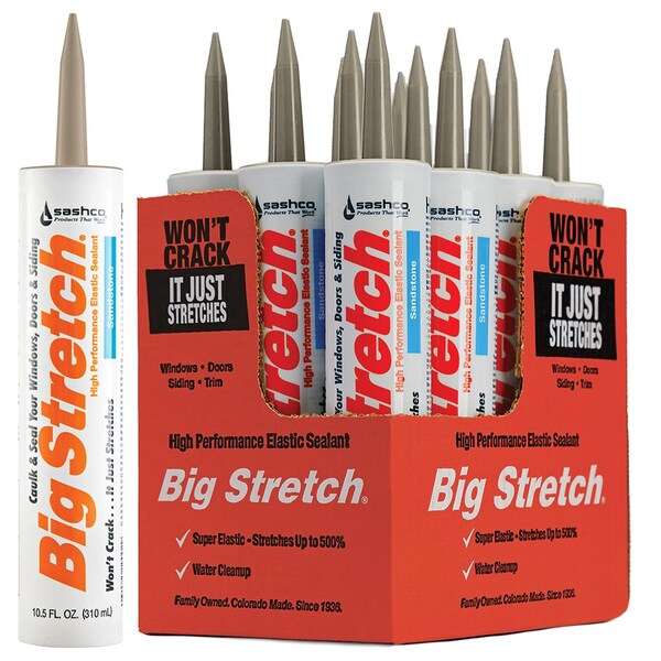 Big Stretch 10.5 Oz. Sashco Sandstone Water-Based Elastomeric Sealant, 12PK - 10080