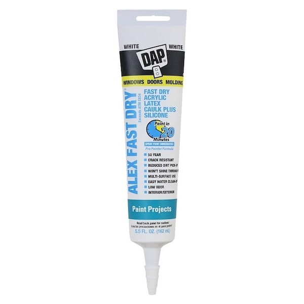 Dap Acrylic Latex Caulk, White, 5.5 fl-oz Tube - 18408