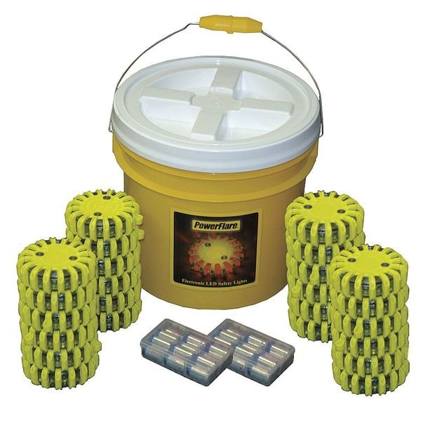 Powerflare LED Safety Flare Kit, LED Color Red - BUCKET24Y-R-Y