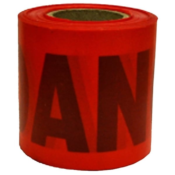C.H. Hanson Barricade Safety Tape, 300 ft L, 3 in W, Red, Polyethylene - 16103