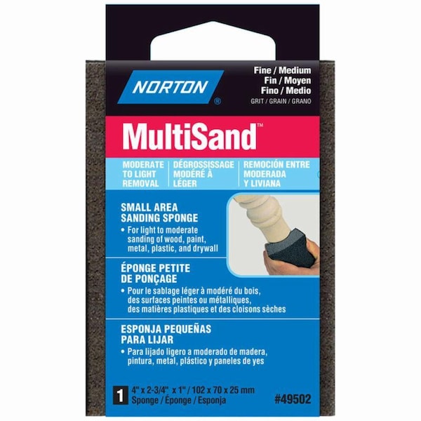 Norton Co 4" x 2-3/4" MultiSand Double Sided Sanding Sponge Fine/Medium - 49502
