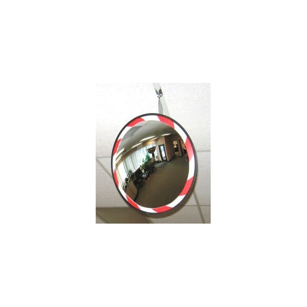 Vision Metalizers Round Acrylic Convex Mirror W/Red & White Border, Outdoor, 26" Dia., 160 Degree Viewing Angle - HVOC2600