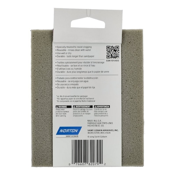 Norton Co ProSand Sanding Sponge, 512 in L, 412 in W, 36 Grit, Extra Coarse, Aluminum Oxide Abrasive - 82079