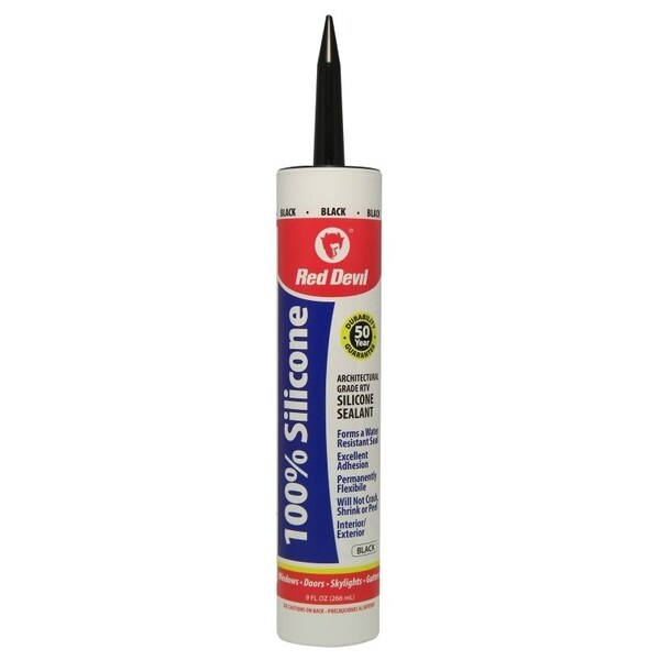 Red Devil 0 Silicone Sealant, Black, 60 to 400 deg F, 9 floz Cartridge - 81660