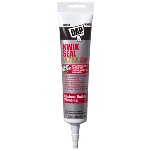 Dap 7079818914 5.5 oz. High Performance Premium Siliconized Kitchen & Bath Sealant, White - DA577075