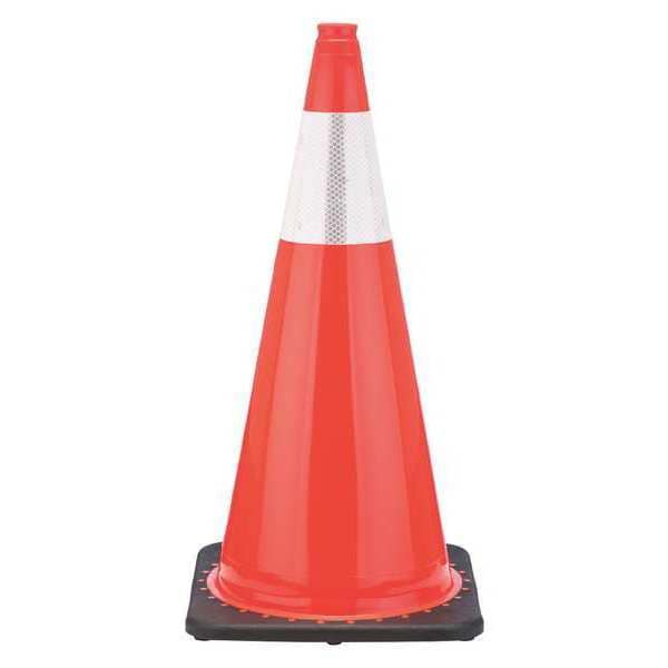 Zoro Select Traffic Cone, PVC, High-Intensity Prismatic, 28 in Height, 5 lb, Orange - RS70025C3M6