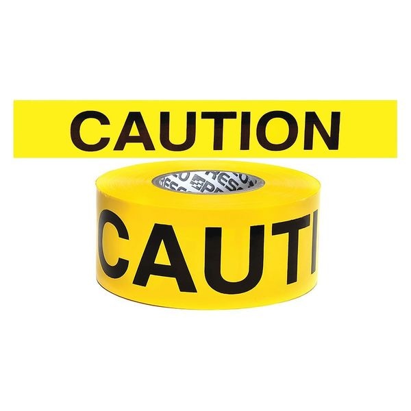 Zoro Select Barricade Tape, Caution, Yellow, 3 3/4 in Wide x 500 ft Length, Polyethylene, 6 mil - B356Y16-200